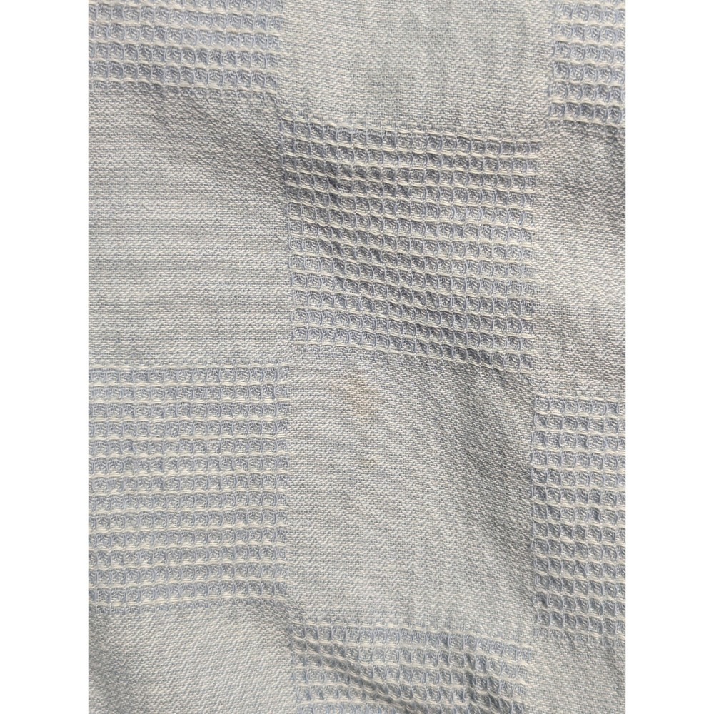 Folk Mens Light Blue Textured Checkered Short Sleeve Camp Collar Shirt Size S - Picture 7 of 7